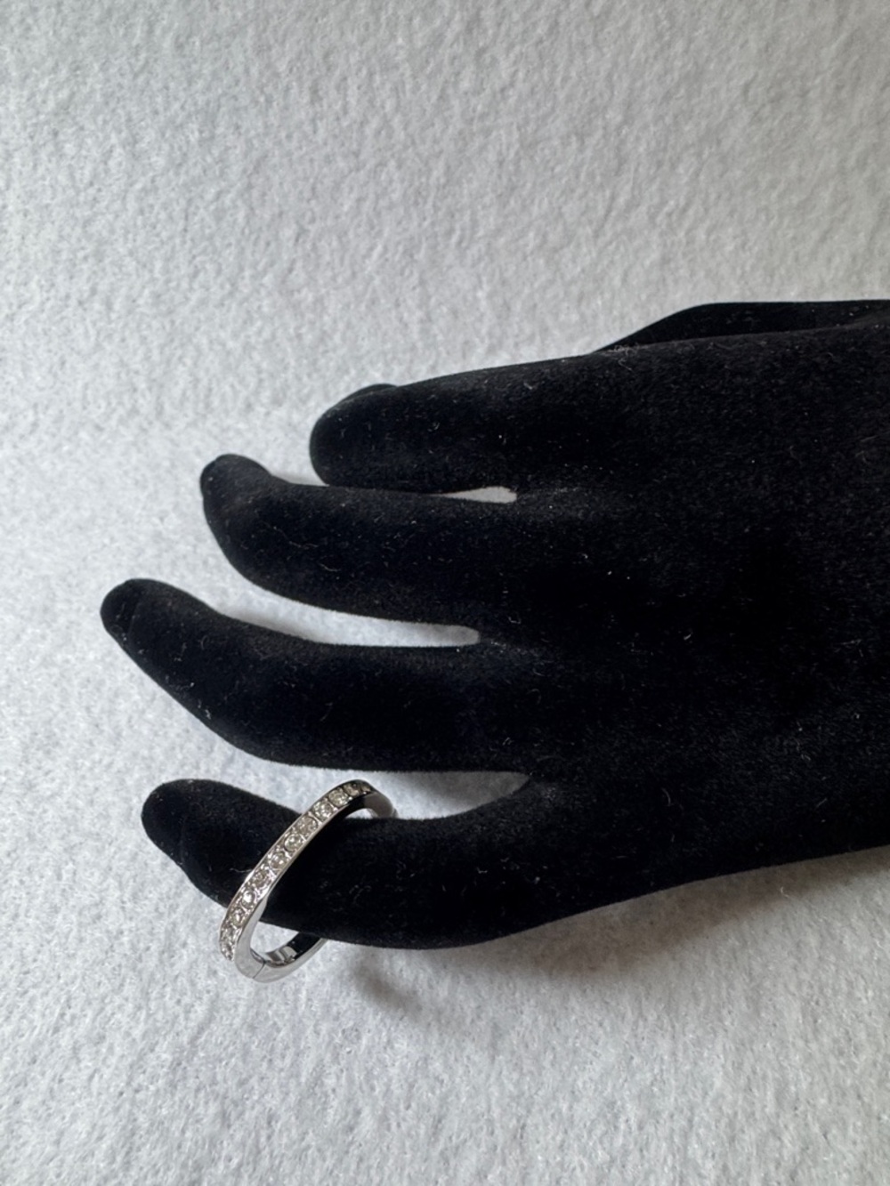 Touchstone Crystal Silver Band with Clear Crystals - Black Accent